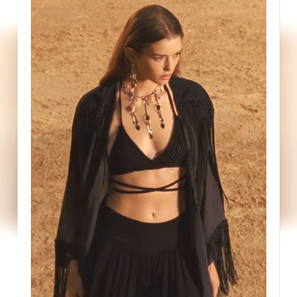 ZARA LIMITED EDITION STONE FRINGE KIMONO✨️✨️✨️ - Picture 4 of 10